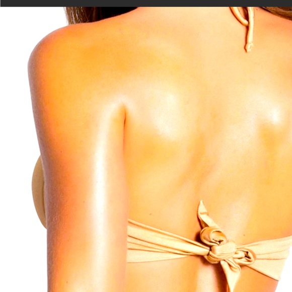 La Blanca Gold Ruched Two Piece Bandeau Bikini Set Halter Tie Wear It 3 Ways ⭐️ - Picture 3 of 16